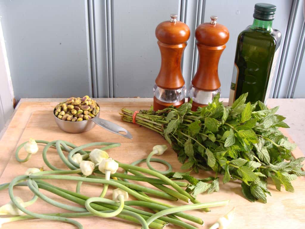 garlic scape pesto ingredients