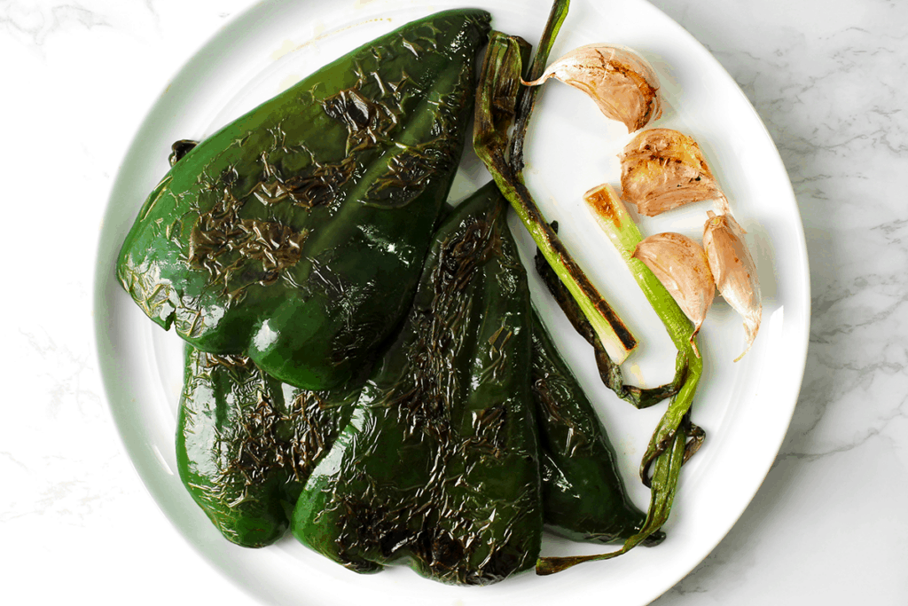 charred poblanos