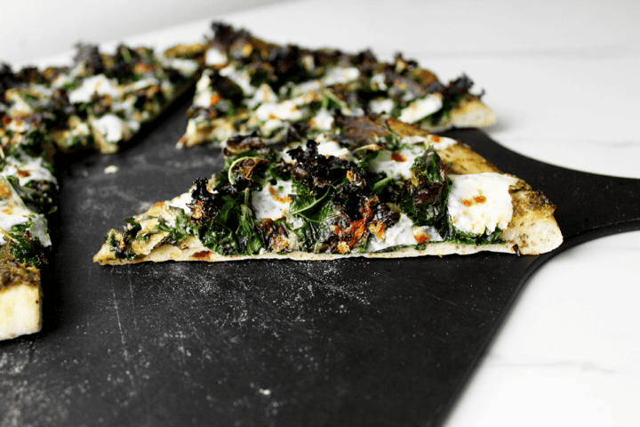 close-up on pizza slice
