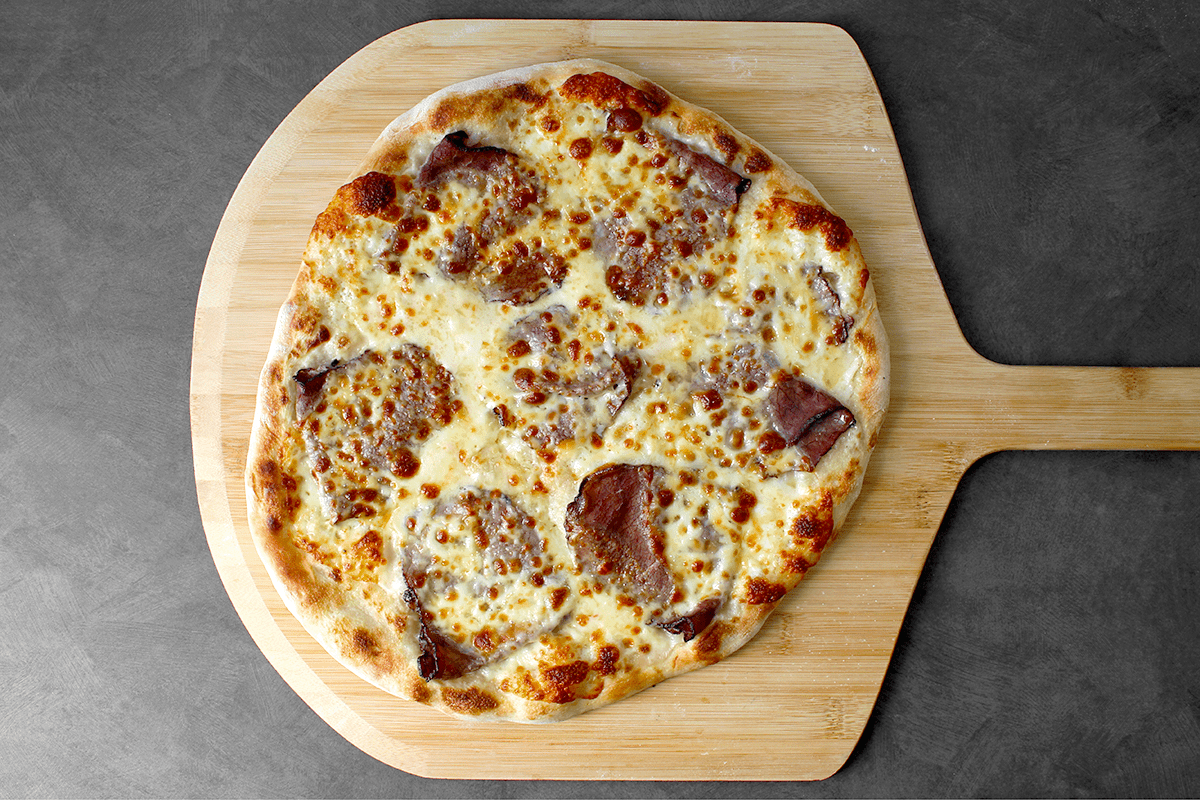 French dip pizza, after baking