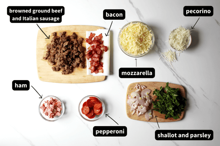 Ingredients needed to make meat lover's pizza