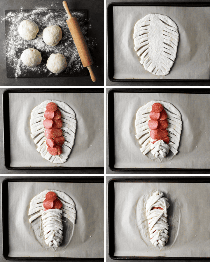 Mummy Pizza Braids step by step process