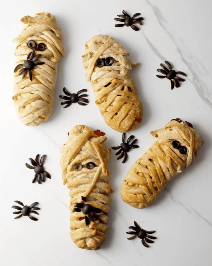 Mummy Pizza Braids with olive spiders