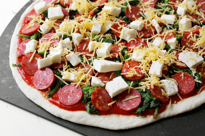 toppings on pizza dough