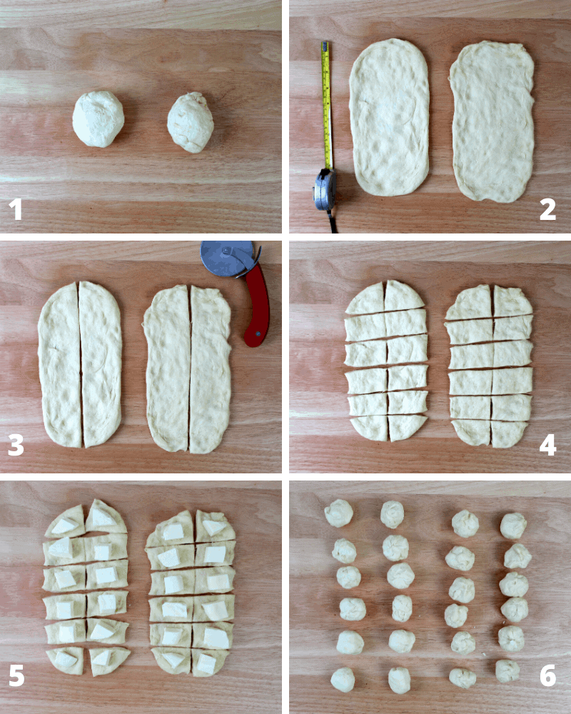 How to stuff pizza dough balls for Christmas Tree Pizza Pull-Apart Bread