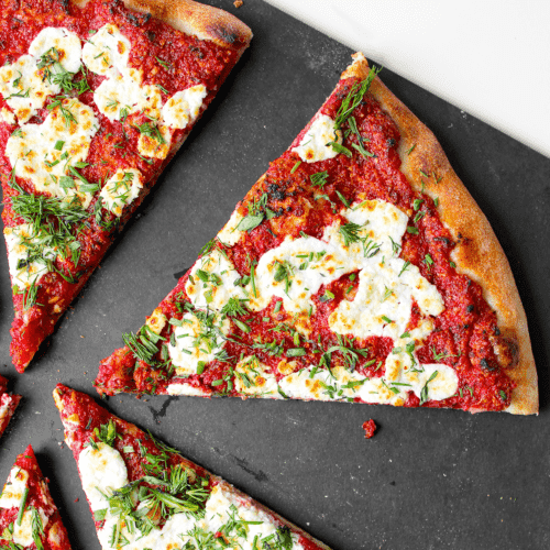 beet pesto pizza