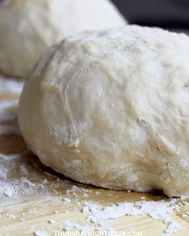 1-Hour Pizza Dough, balls on counter ready for stretching